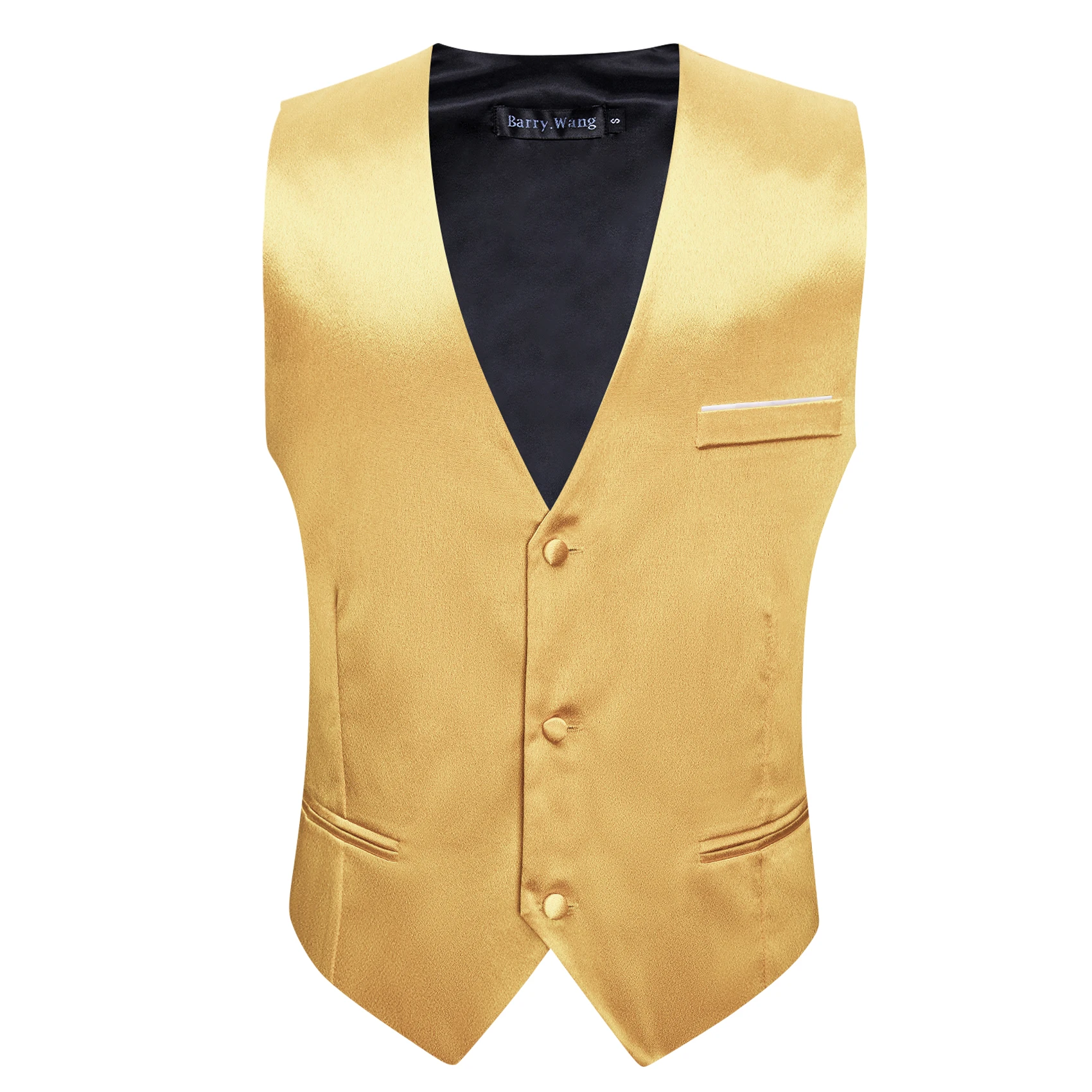 Barry.Wang Fromal Solid Silk Men Vest Jacquard Plain 3 Buttons Casual Waistcoat Sleeveless Jacket Male Wedding Business Party