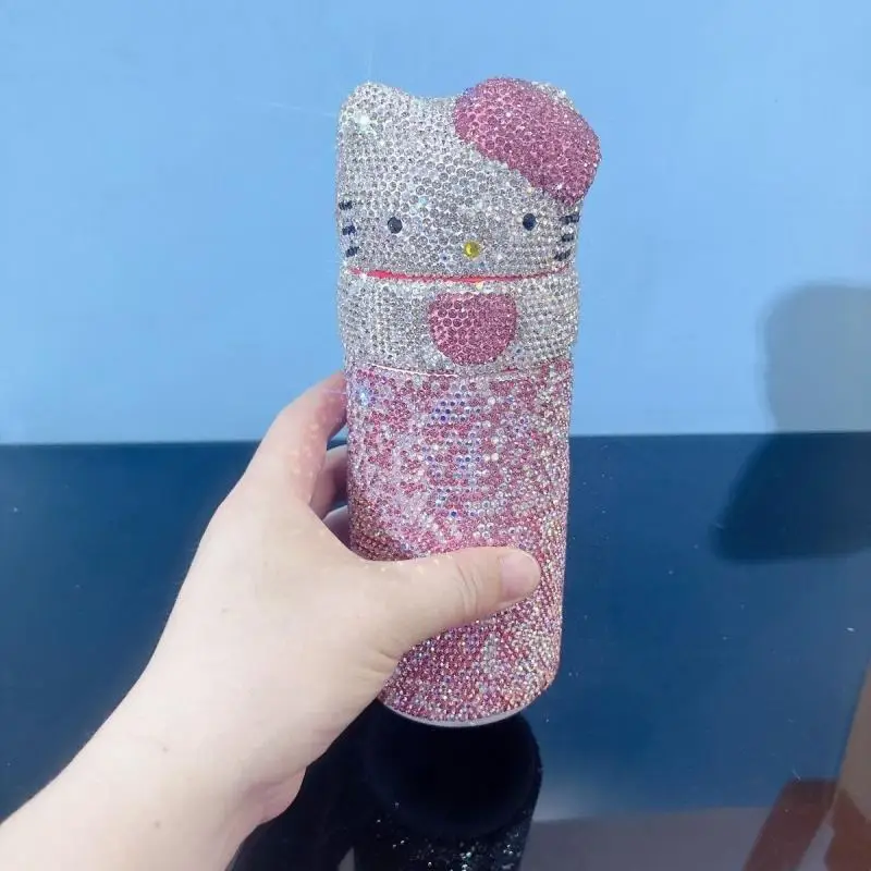 

Hello Kitty Cartoon Fashion Insulation Cup Sanrio Kawaii Children Vacuum Cup New Style Diamond Style Lightweight Portable Bottle
