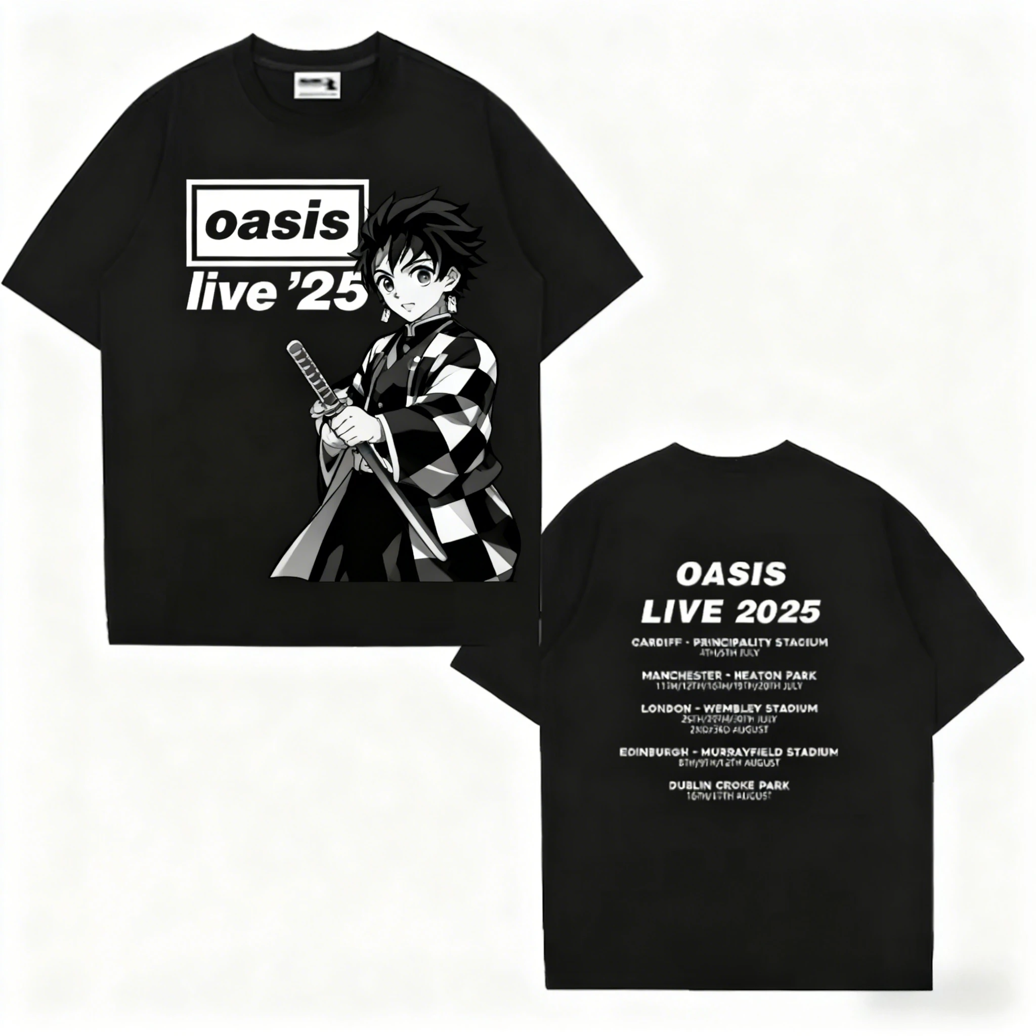 

Футболка Oasis Band Demon Slayer Tanjiro Kamado, кроссовер, мужская и женская, повседневная, с коротким рукавом, хлопковая, с графическим принтом