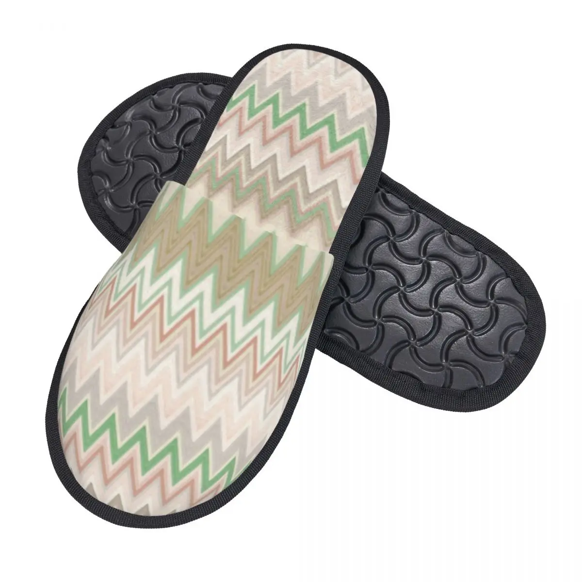 Custom Multicolor Zigzag Zig Zag Guest Slippers for Bathroom Women Geometric House Slipper