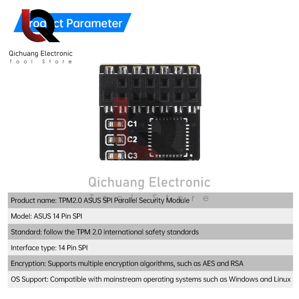 Modulo di sicurezza TPM2.0 14 Pin SPI H modulo piattaforma affidabile Chip di crittografia autonomo