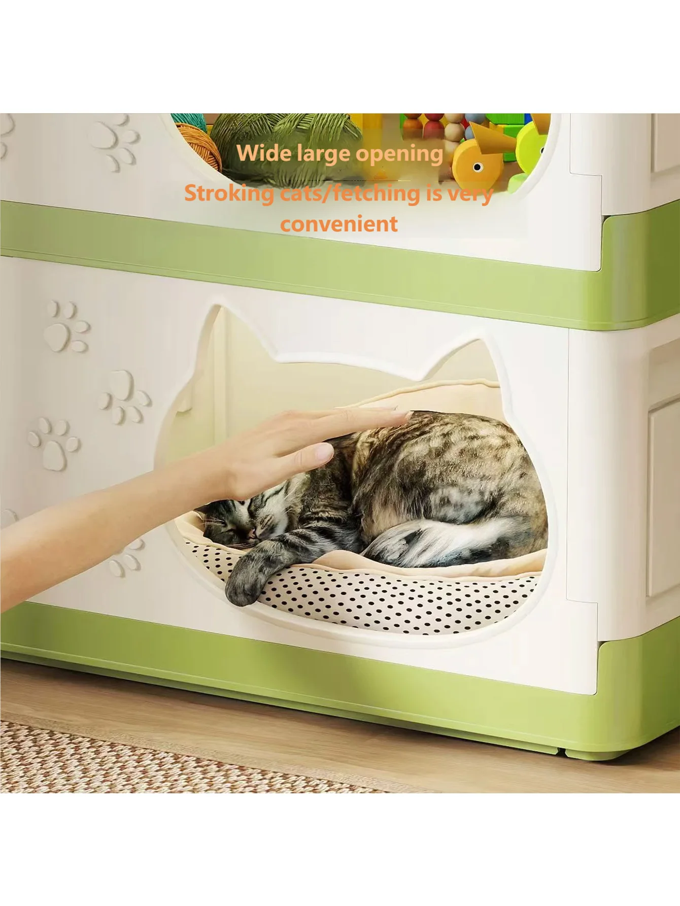 منزل قطط مزدوج الطبقات لجميع المواسم للدفء والأمن في الشتاء تصميم نصف مغلق مأوى للحيوانات الأليفة عش مريح للقطط #4