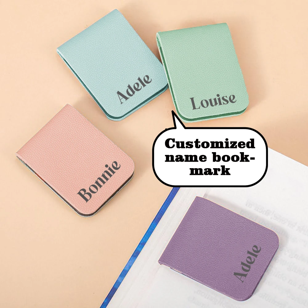 

1 personalized leather magnetic bookmark name PU leather page with magnetic buckle Customizable birthday month flower name
