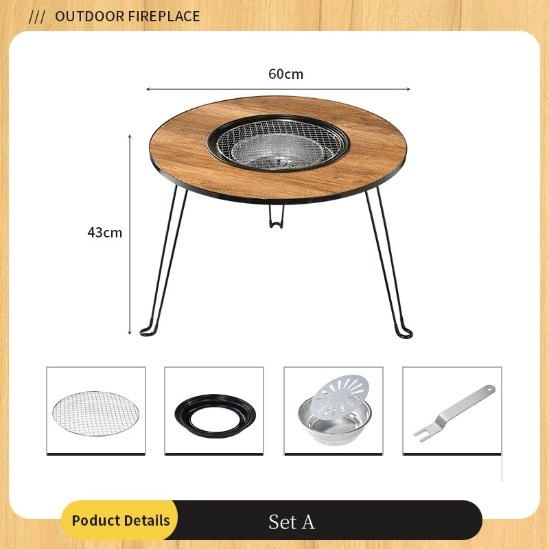 Outdoor Round BBQ Stove Table Cooking Tea Table Barbecue Grill Heating Stove Winter Charcoal Stove Home Grill Charcoal Stove New