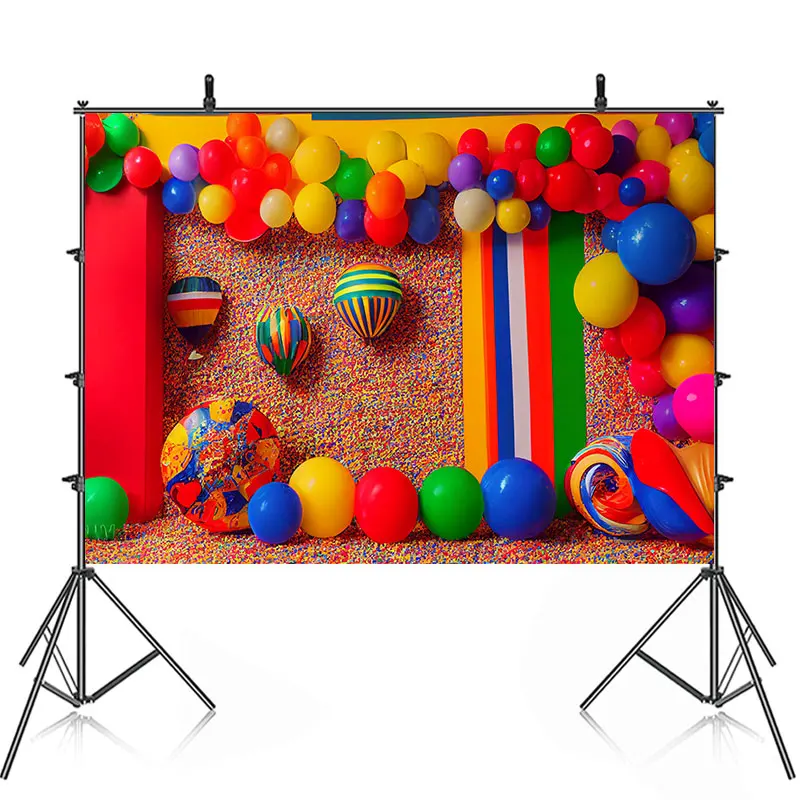 Colorful Circus 3D Backdrops For Baby Cake Smash Photography Photographic Carnival Balloons Decor Backgrounds For Photos Studio