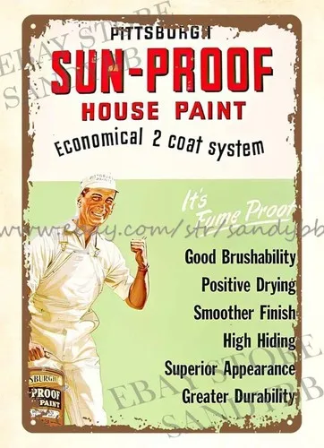 Sun-Proof House Paint metal tin sign room den wall art