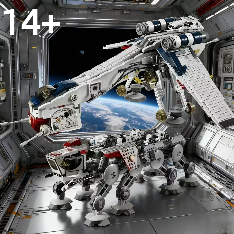 UCS 10195 جمهورية Airdrop قارب اللبنات AT-OT النقل نموذج الطوب 1758 قطعة لعب الاطفال الكبار هدايا عيد الميلاد عيد الميلاد #4