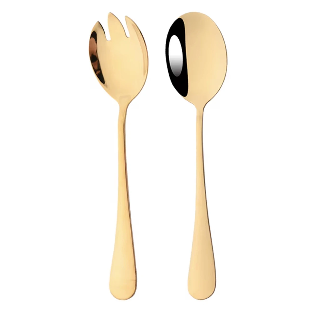 2Pcs Salat Löffel Geschirr Set Gold Einzigartige Löffel Besteck Set Salat Gabel Edelstahl Geschirr Party Servieren Löffel besteck