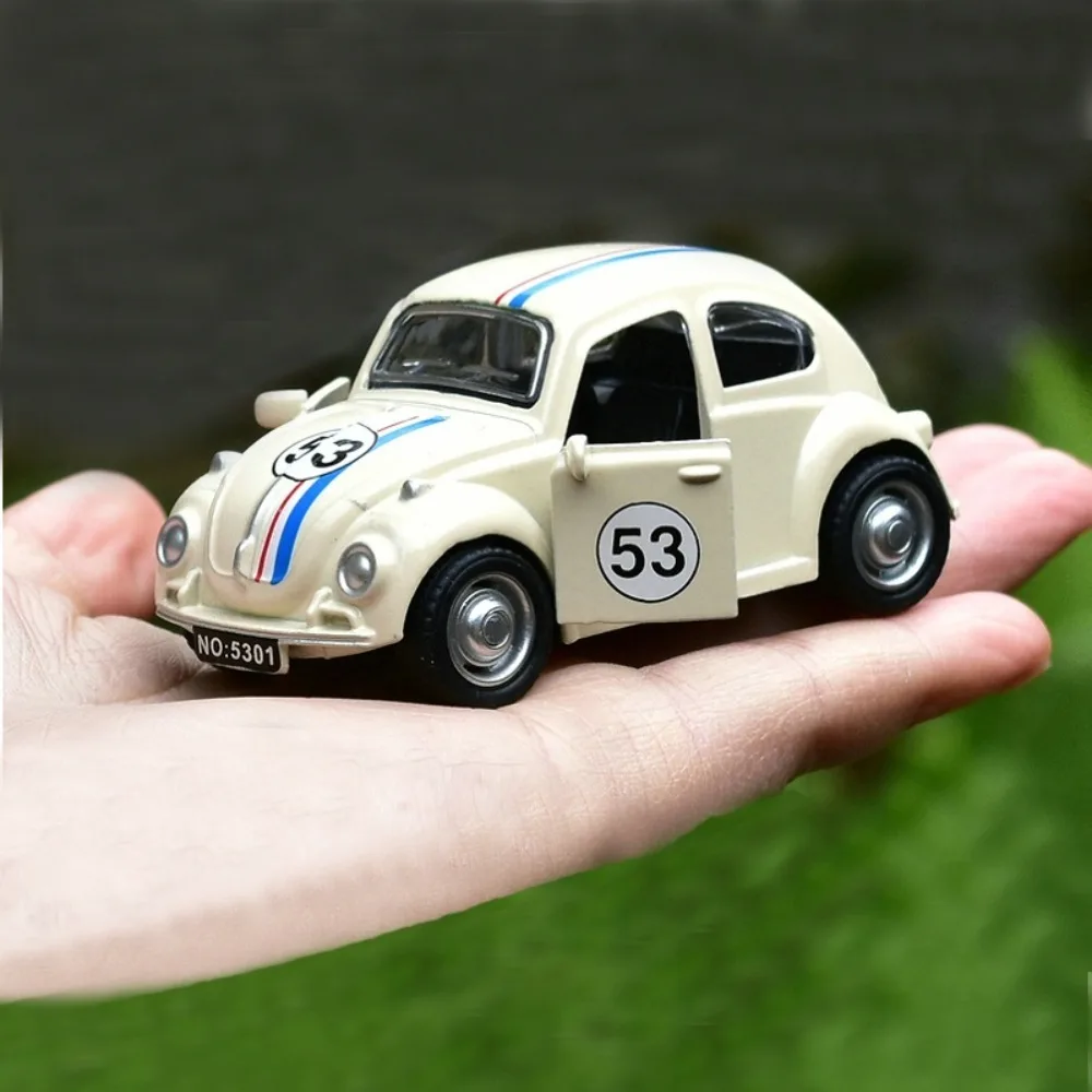 New Alloy Pullback Car Retro Style Cartoon Design Three Wheeled Vehicle Model 1:43 Door Can Open Sports Car Model