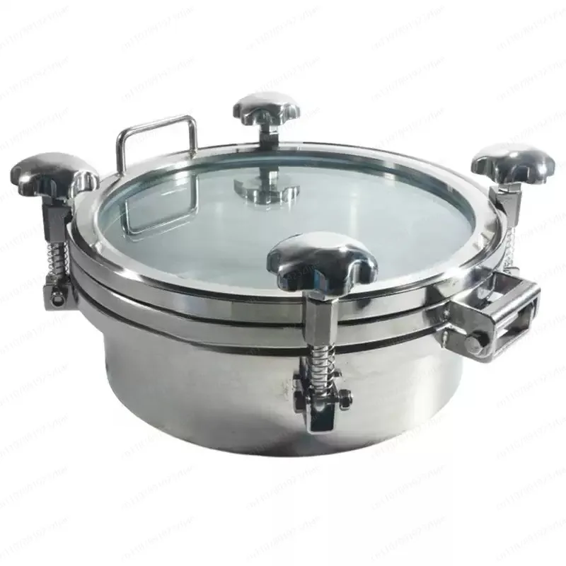 304 Sanitary Grade Large Glass Pressure Manhole Stainless Steel Flange Sight Glass Window Visual Hand Hole Winemaking