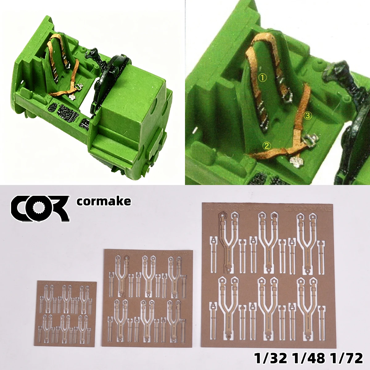 Детали для сборки моделей в масштабах 1/32, 1/48, 1/72: Стандартный ремень безопасности пилота американского самолета времен Второй мировой войны для военных моделей.