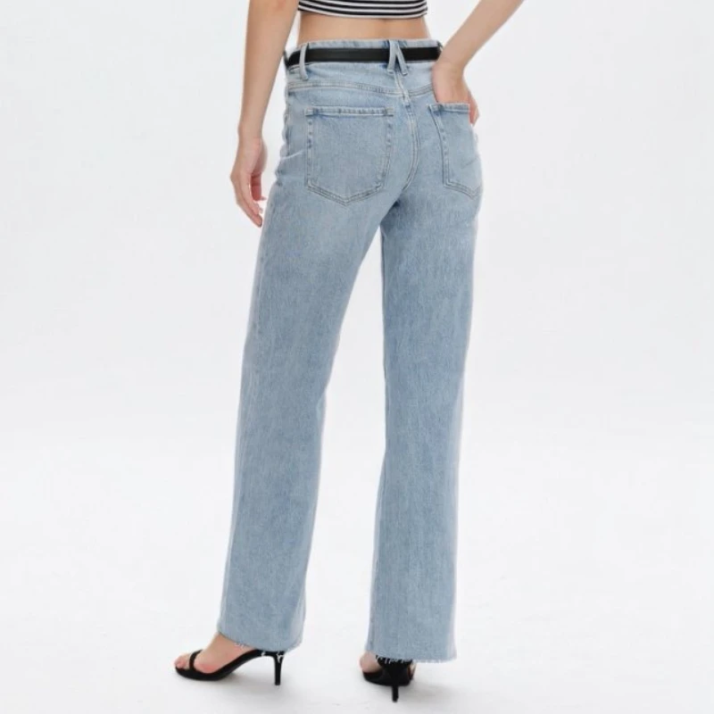 Casual High Waist Loose Wide Leg Denim Pants Women Floor Length Straight Jean High Street Long Trouser Vintage Washed Baggy Jean