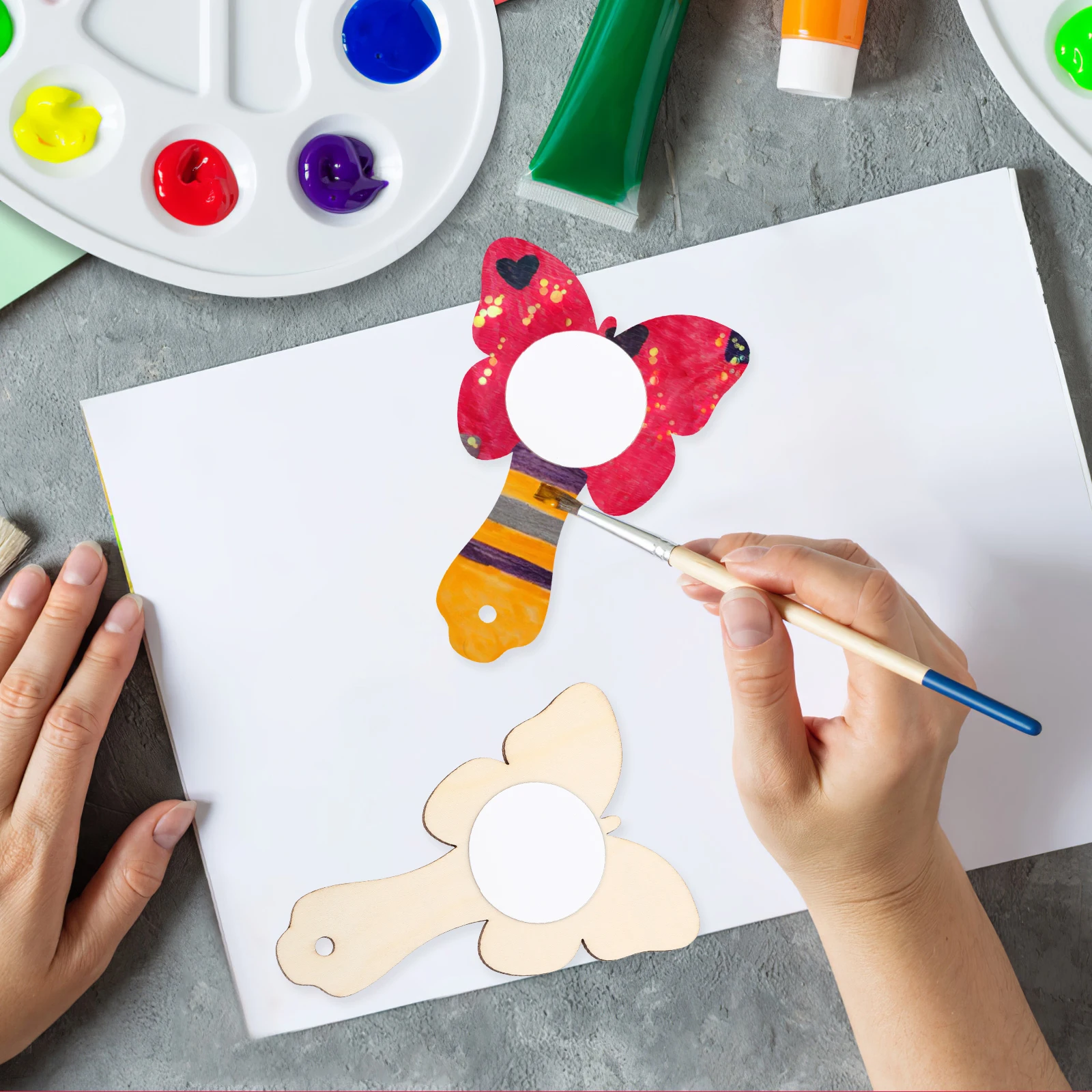 

10pcs Diy Wooden Mirror Handmade Unpainted Handheld Mirrors For Craft Wood Hand Mirrors Small Mini Makeup Accessory