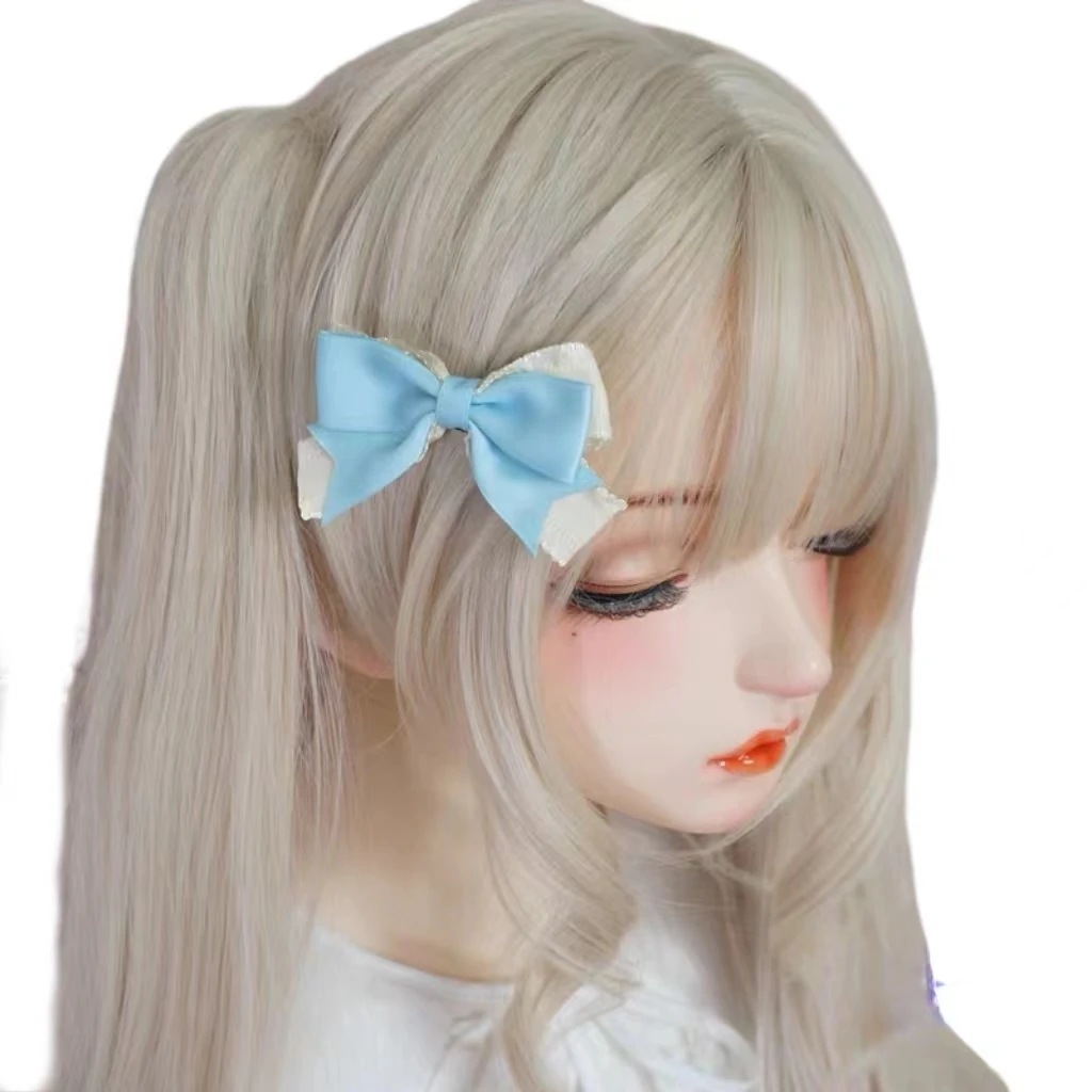 Lolita-sombreros con lazo azul hechos a mano, accesorios para el cabello de niña suave Kawaii de Anime, regalo de Navidad