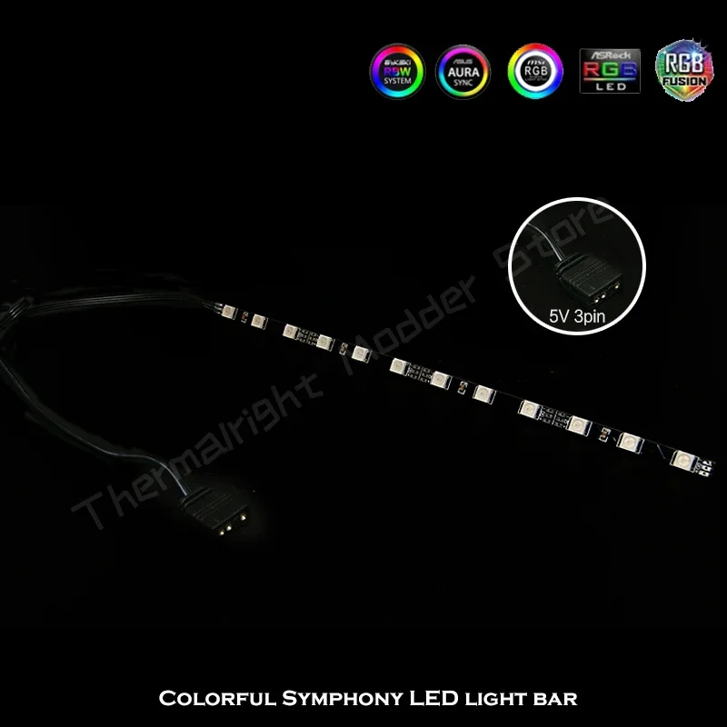 그래픽 카드 지원 홀더 용 ARGB LED 라이트 테이프 스트립 5V 3Pin VGA 브래킷 수냉 RGB 스트립