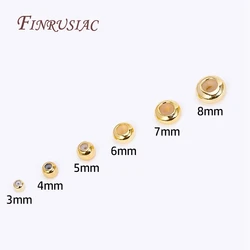 20pcs Sliding Adjustable Rondelle Rubber Stopper Beads,3-8 MM 18K Gold Plated Brass Stopper Beads with Silicone Inside