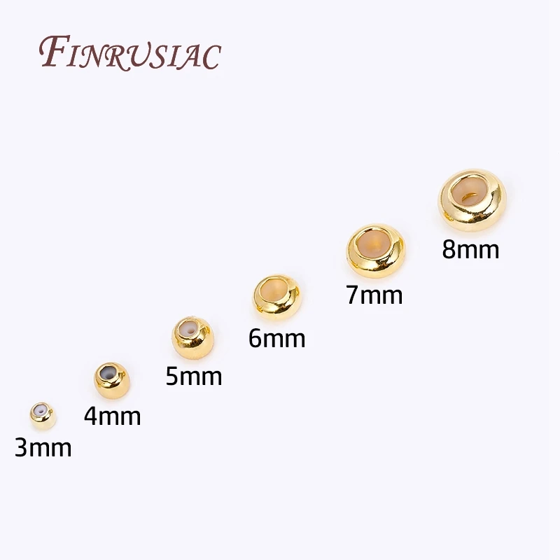 18K Gold Plated Positioning Ball End Beads DIY Beading Jewelry Accessories 3/4/5/6/7/8MM Round 