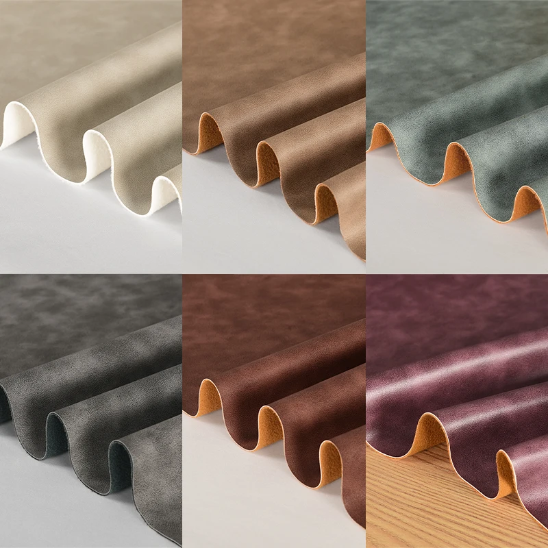 PU Leather Fabric Retro Soft Elastic Decoration Background Car Interior Diy Cloth Wide Elasticity Longitudinal Non Elasticity