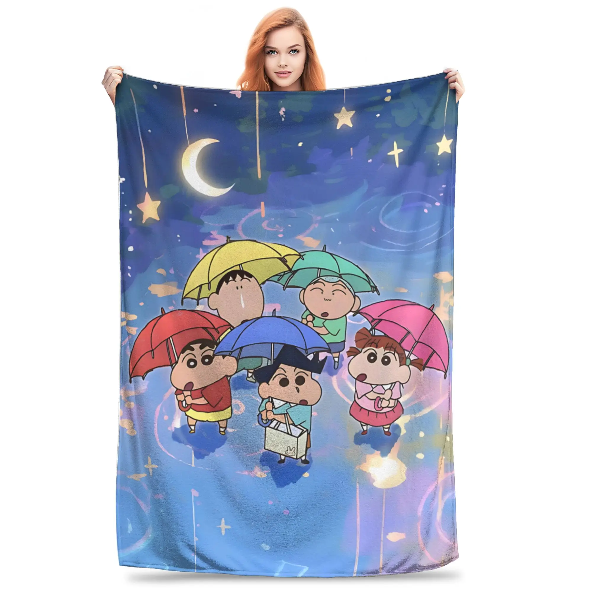 1PC home Cutecore Crayon S Shin chan  Blanket Super Cosy Plush Home Living Room Sofa halloween