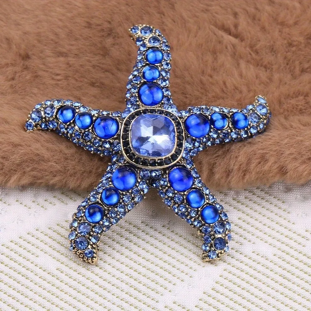 1 Pc Vintage Luxury Marine Creature Starfish Brooch Suitable For Men And Women's Party Gifts