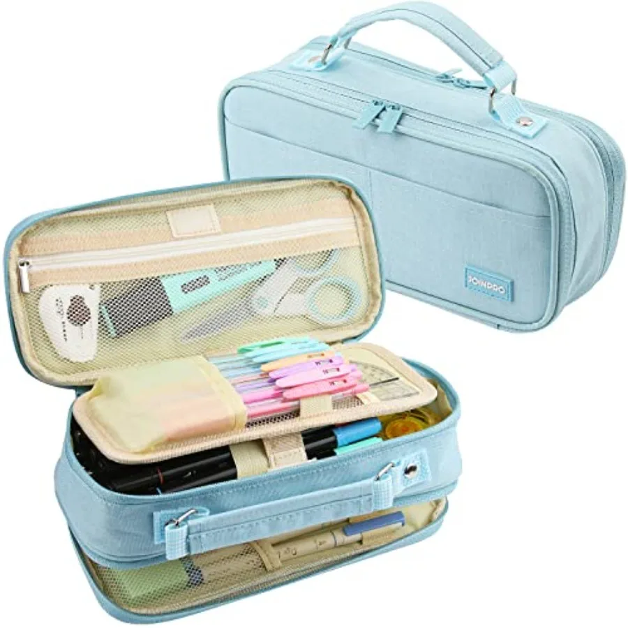 

Large Capacity Pencil Case, 4 Compartment Pen Pouch Organizer with Double Zipper, Storage Bag for School, Office, Teen Girl Boy