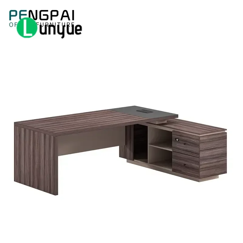 L Shaped Computer Desk Office Furniture MDF Melamine Wood Manager Executive Workstation Simple Design Home Business Use
