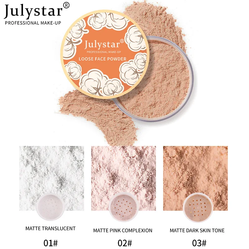 Julystar-polvo corrector de maquillaje femenino, mate, resistente al sudor, Base de maquillaje de alta cobertura, polvo de ajuste