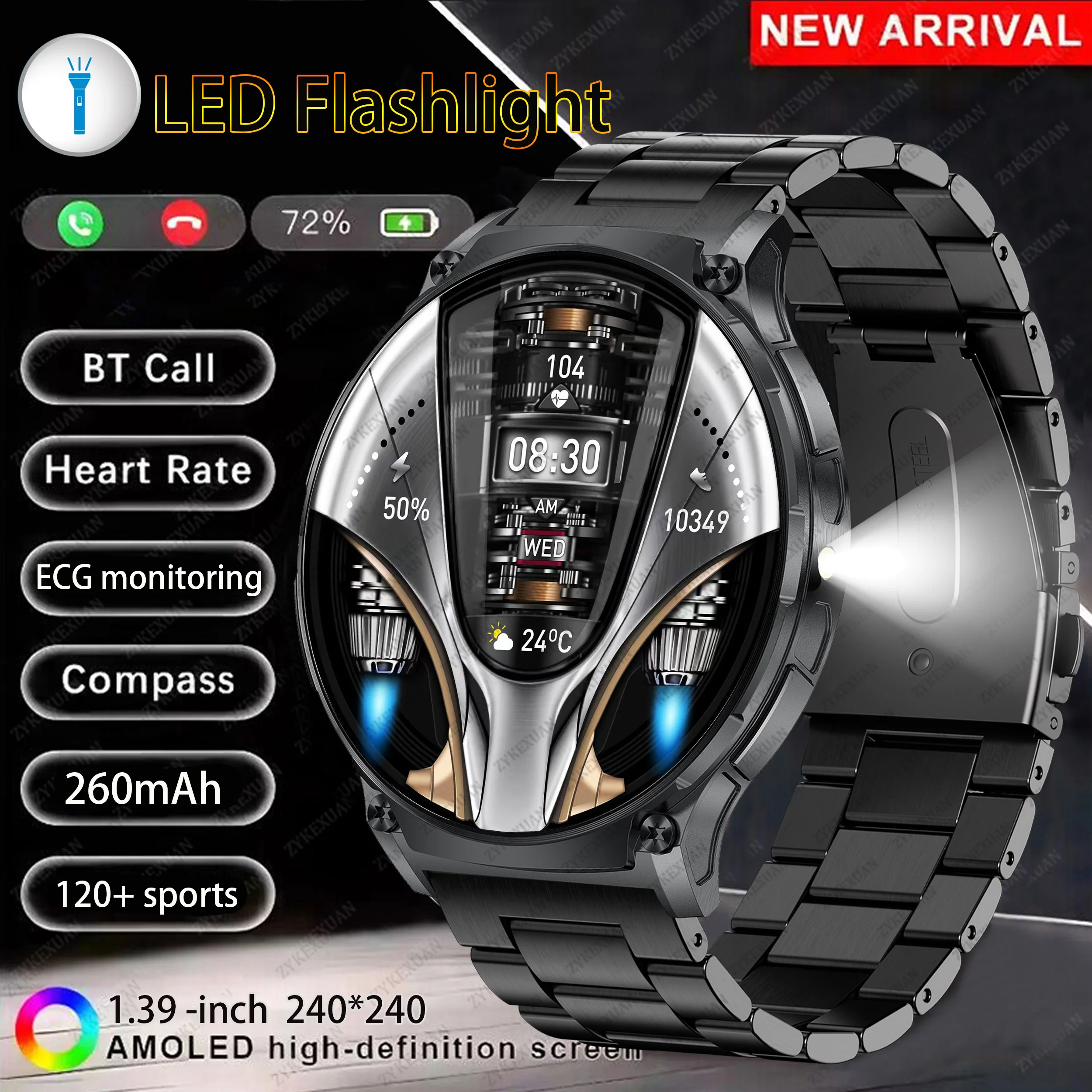 2024﻿ New For Xiaomi Outdoor Sports Smart Watch Men Compass LED light 3ATM Waterproof AI Voice Bluetooth Call Fitness Smartwatch