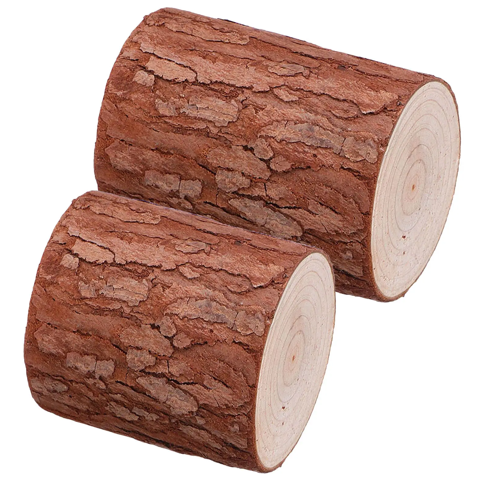 2Pcs Wooden Stump Decor Set Mini Scene Stump Natural Fir Wood Log Props for Photography Garden Room House Shelf Bar Counter