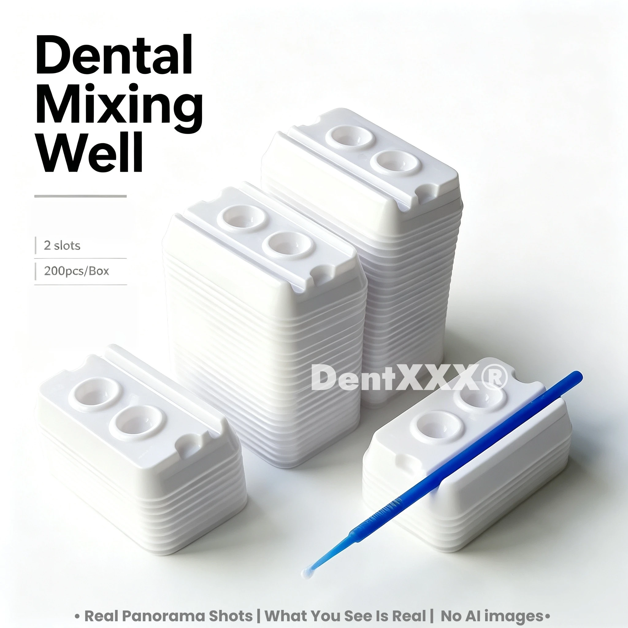 200PCS/BOX Disposable Mixing Wells, 2-Hole Mixing Applicator Trays, for Mixing Materials Pigment Cups Dental Plate Supplies