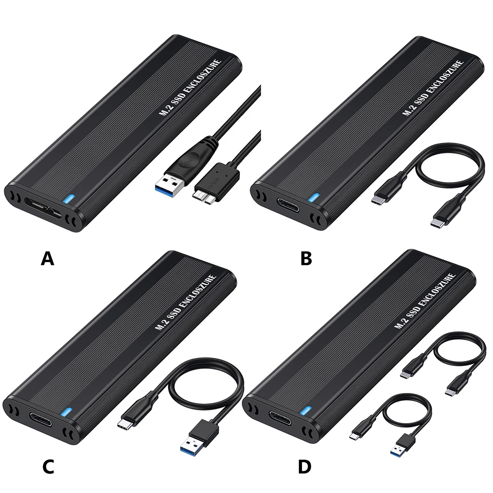 Solid-State Drive Enclosure 10Gbps M.2 NVMe External Box Case Tool Free for 2230/2242/2260/2280 M.2 SSD
