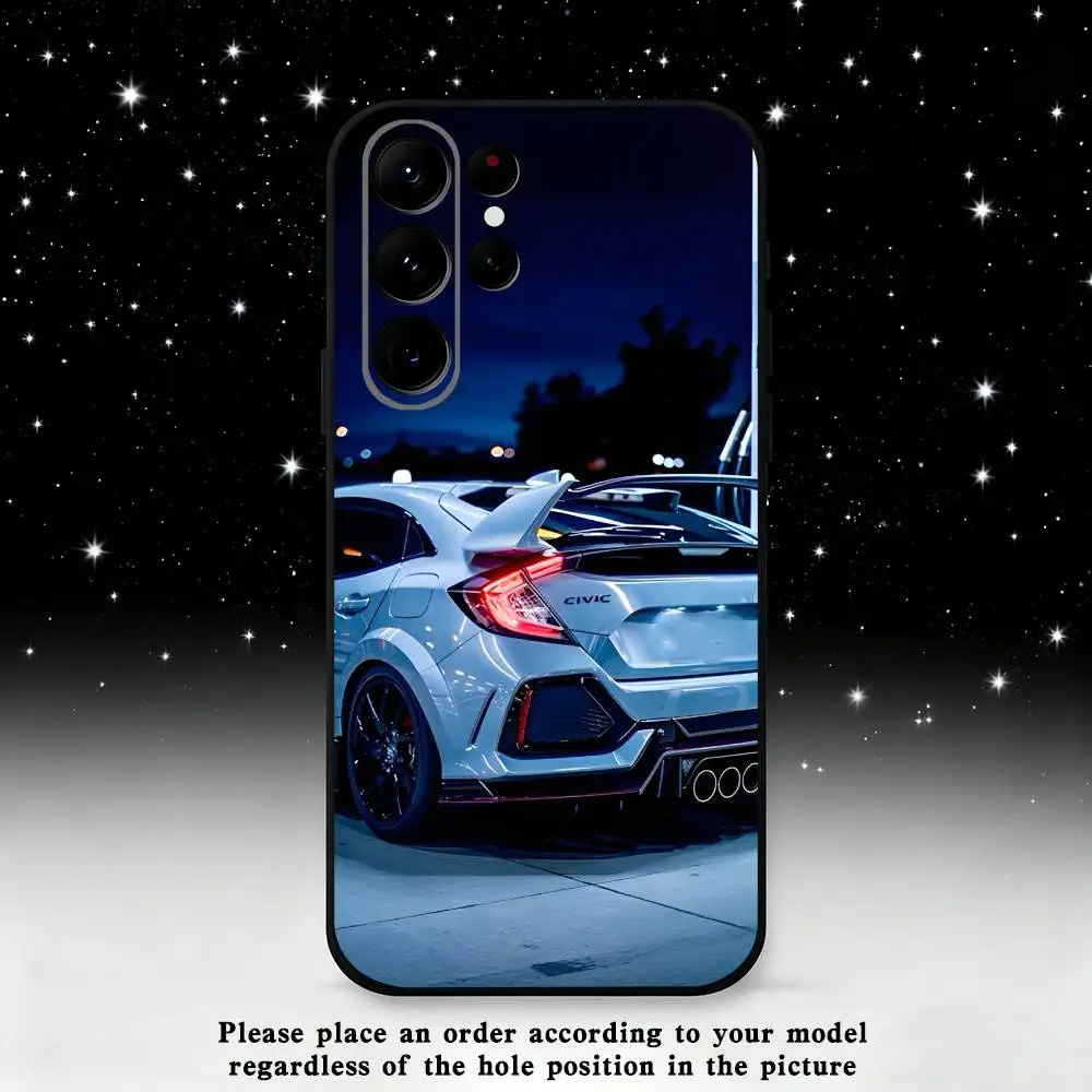 Funda de teléfono Sport Car T-Type R C-Civic para Samsung S25,S24 Ultra,S20,S30 plus,S22 plus,S23,S30 Ultra 5G, carcasa negra de silicona