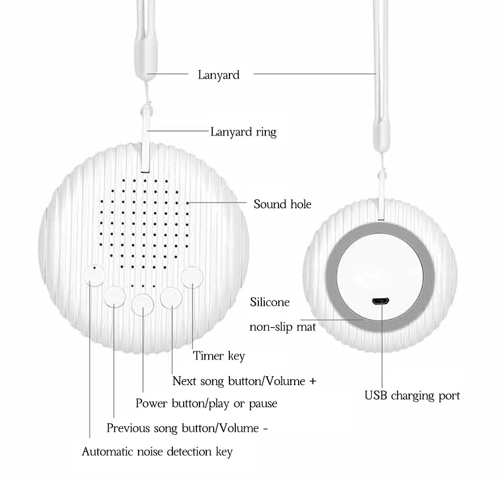 

Portable White Noise Sound Machine Baby Sleep Machine 10 Soothing Sounds Volume Adjustable Built-in Rechargeable Battery USB