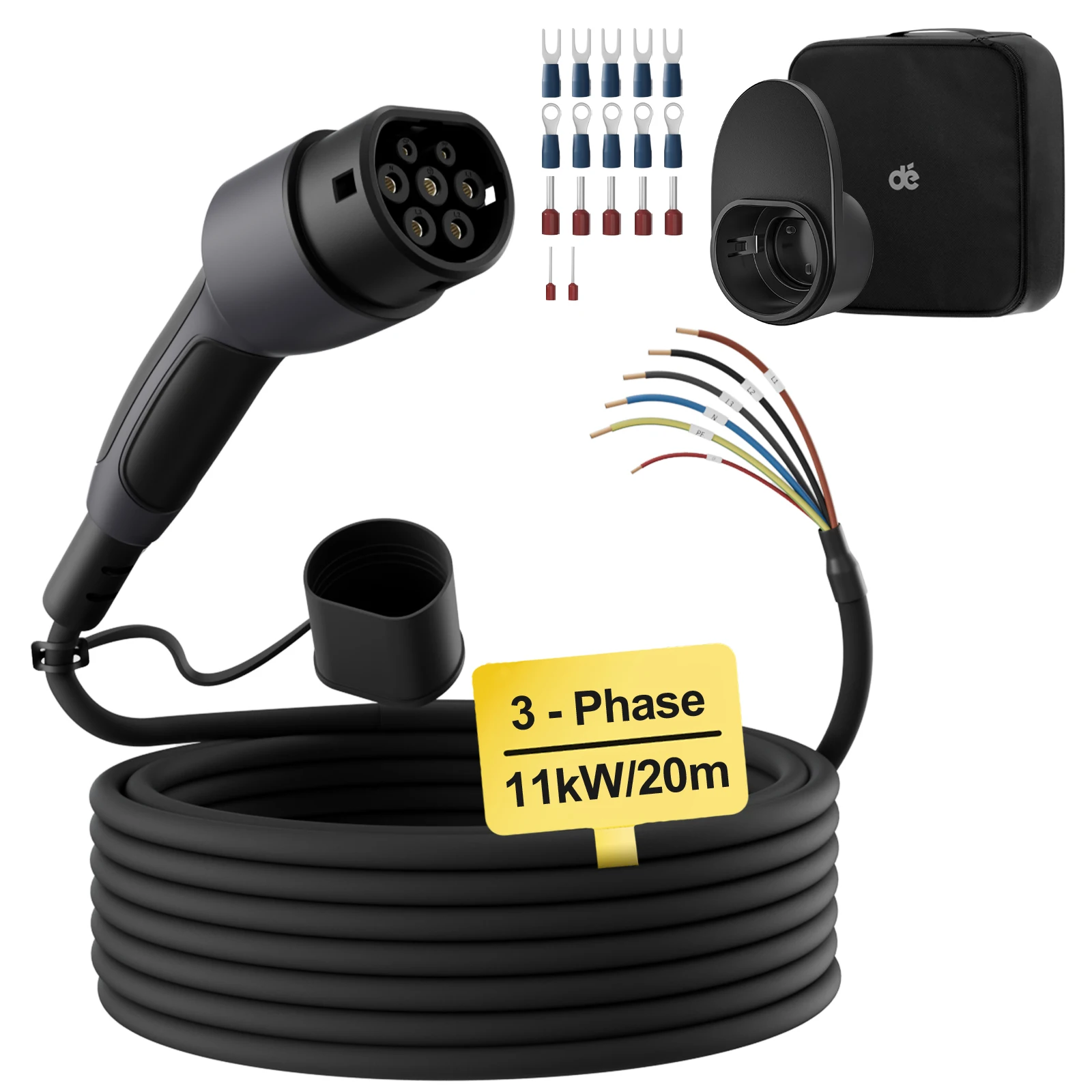 dé Type 2 Wallbox Vervangingskabel 11kW 3 fase 16A oplaadkabel voor elektrische voertuigen te openen einde 5m 7m 10m 15m 20m 25m Opties