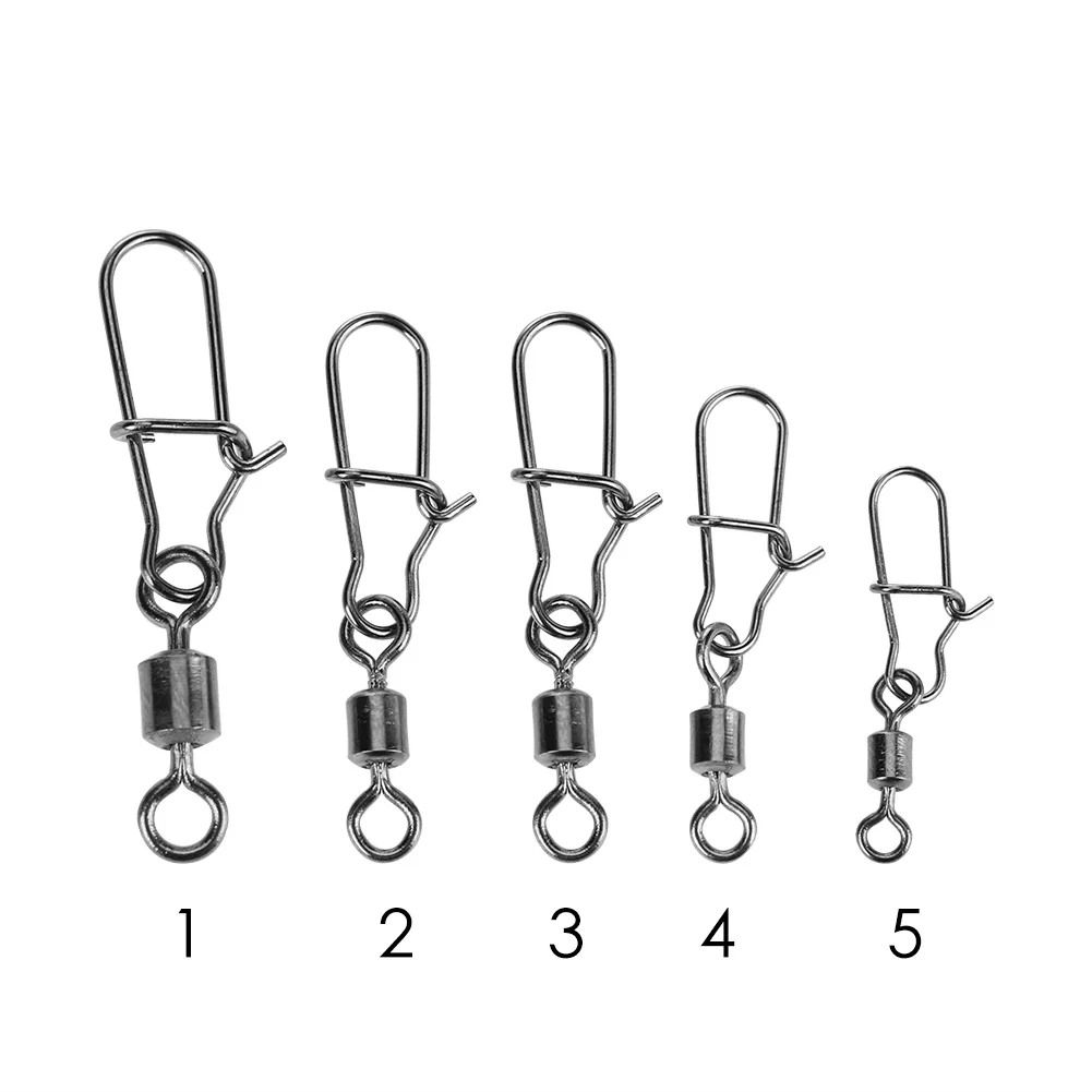 100/50PCS Fishing Swivels And Carabiner Fishhook Fishing Connector Pin Swivel Metal Snap Rolling Swivel Carp Fishing Accessories