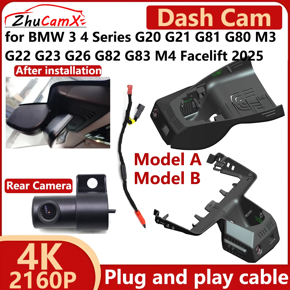 

for BMW 3 4 Series G20 G21 G81 G80 M3 G22 G26 G82 G83 M4 Facelift 2025 4K 2160P Car DVR Dash Cam Camera Night Vision Recorder