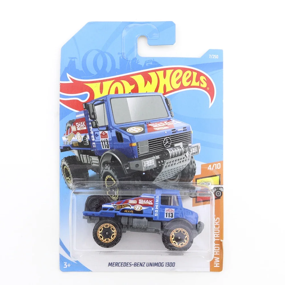 2019-07 2021-188 Original Hot Wheels Mini Alloy Coupe MERCEDES-BENZ UNIMOG 1300 1/64 Metal Diecast Model Car Kids Toys Gift