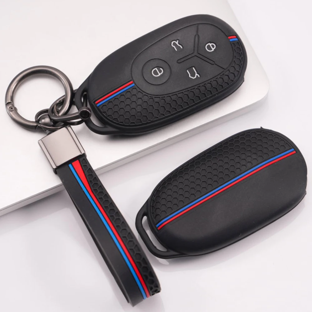 Silicone Key Cover With Chain For Geely EX2 GEOME EX2 MMEX2 Max Xingyuan Galaxy Light Star Wishes Proton EMAS Exact Fit Flexible