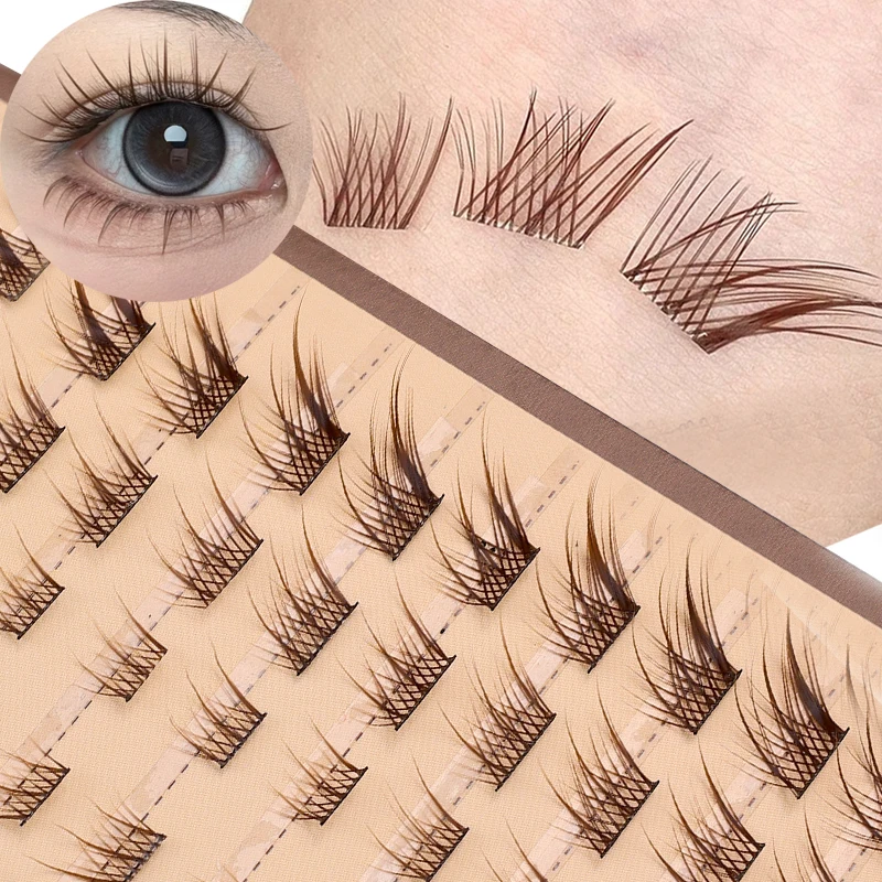 Cat Eye Clusters Eyelash 3D Mink Reusable Fluffy Wispy Individual Lashes Extension Natural Eye Tail Lengthening Segmented Lashes