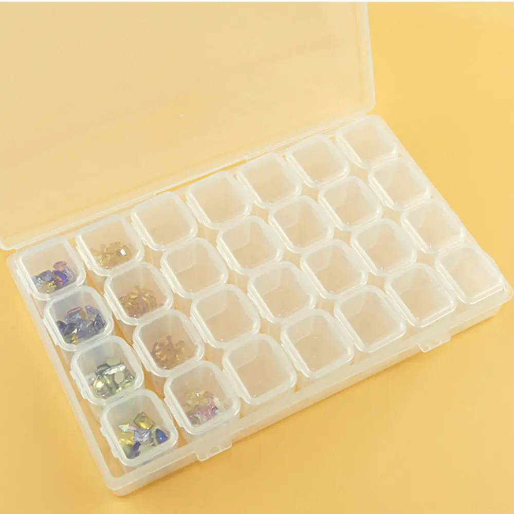 Gitter Leere Schmuckschatulle Doppelt versiegelt Nail Art Zubehör Diamant Strass Organizer Kunststoff Aufbewahrungsbox Perlenbehälter