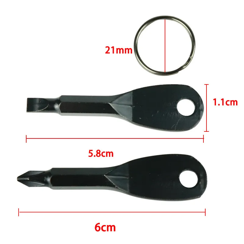 Key Shape Precision Cast Steel Mini Slotted Screwdrivers Keychain Pocket Repair Tool EDC Multifunction Screwdriver Keychain