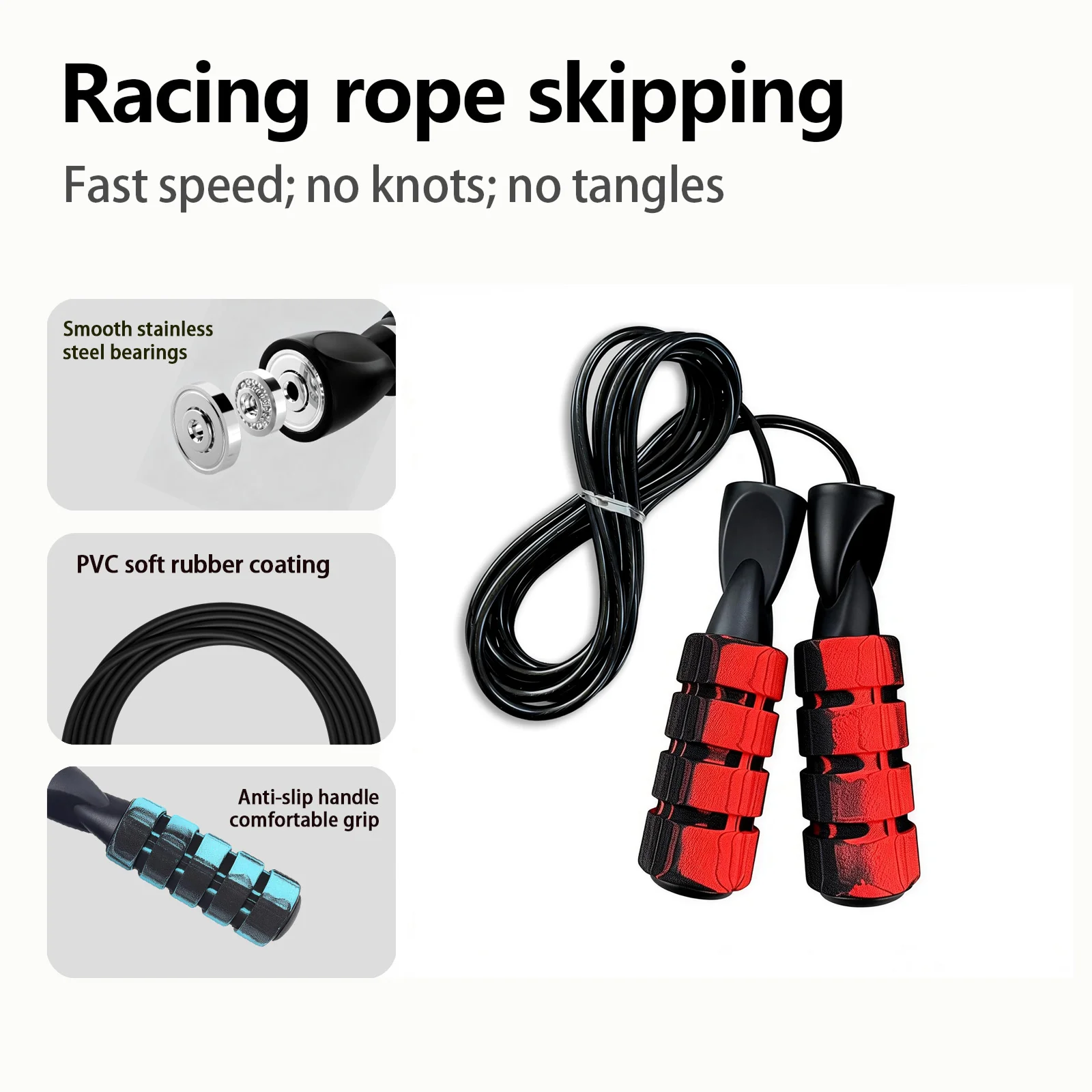 MOGOLD Professional Speed Jump Rope Steel Bearings Adjustable Non-Slip PVC Rope for Men Women Kids Exercise Fitness
