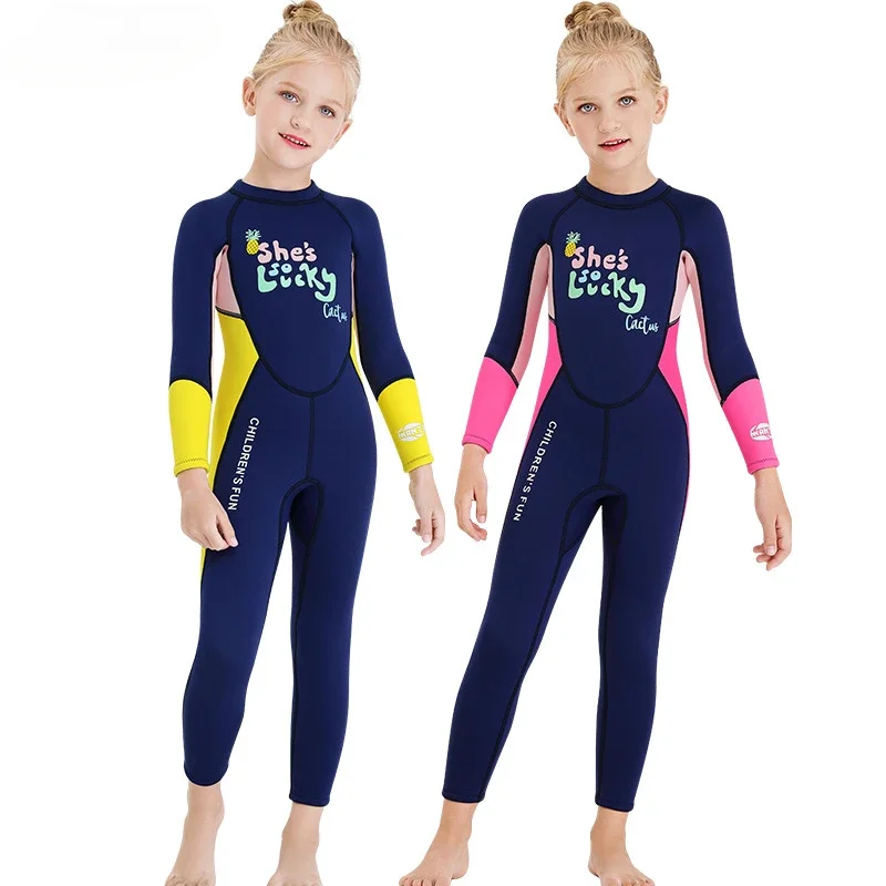 DIVE&SAIL 2.5MM Long Sleeve Wetsuit for Kids Full Body Thermal Protection Suit for Diving Snorkeling Surfing