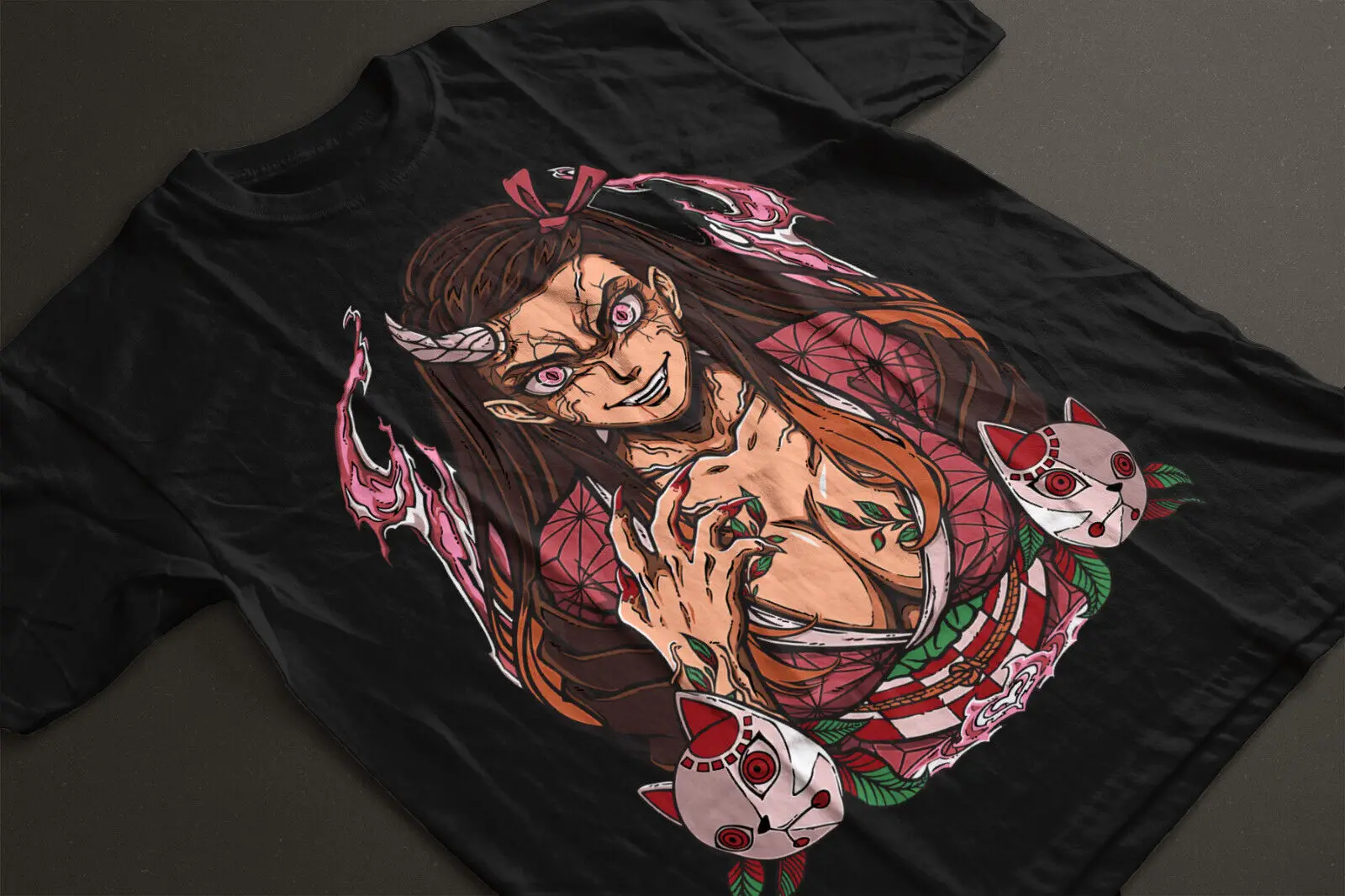 

Nezuko kamado t-shirt demon slayer best anime black shirt kimetsu no yaiba 002