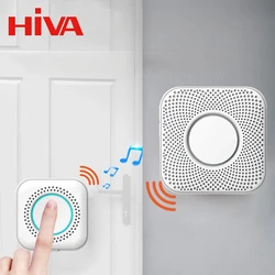 HIVA Outdoor Wireless Doorbell Plug-in Mini Smart Home Electronic Doorbell Set With LED Lights 36 Ringtones Suitable For Family