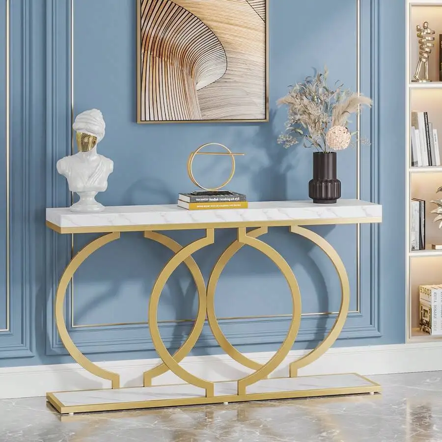 Inch Modern Gold Console Table For Entryway Table, Narrow Long Sofa Table Behind Couch Table Accent Table For Living Room view 3