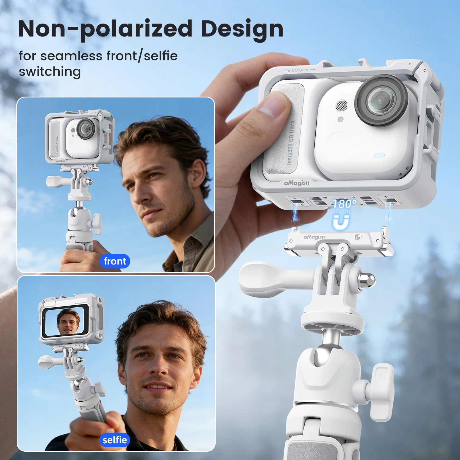 aMagisn For Insta360 Go Ultra Quick Release Protective Frame Plastic Cold Shoe Expansion Rabite Cage Multifunctional accessories
