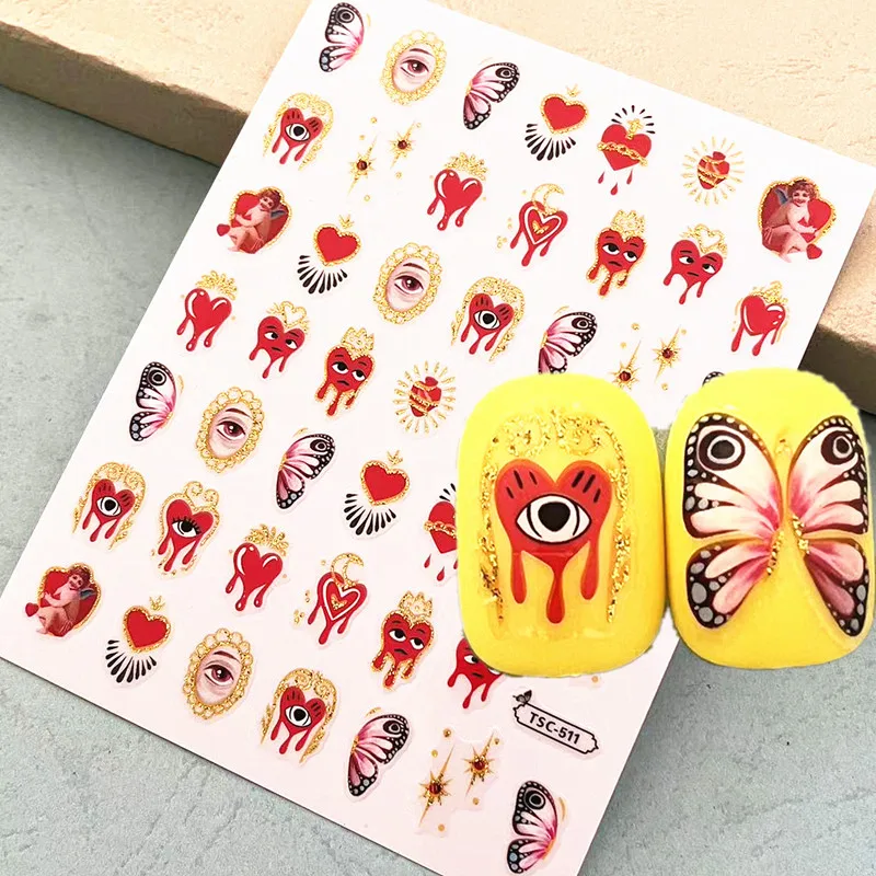 1 PC Flash Eyes Shinning  Design 3D Self Adhesive Back Glue Decal Slider DIY Decorations Tools Nail Art Sticker TSC 511