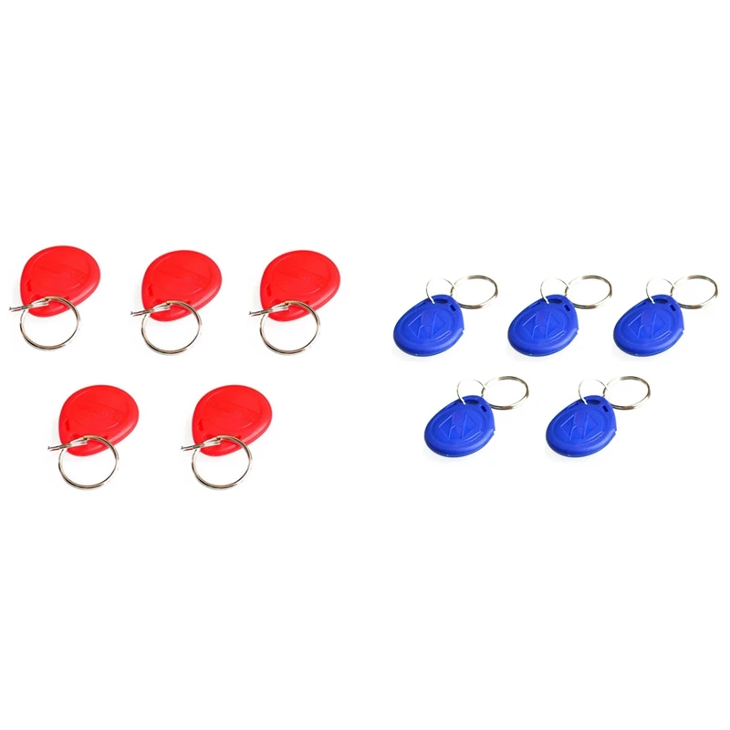 EM4100 Read Only EM4100 125Khz Card Proximity Token Keyfobs Red Plastic ID Card Keychain Proximity Card 5Pcs