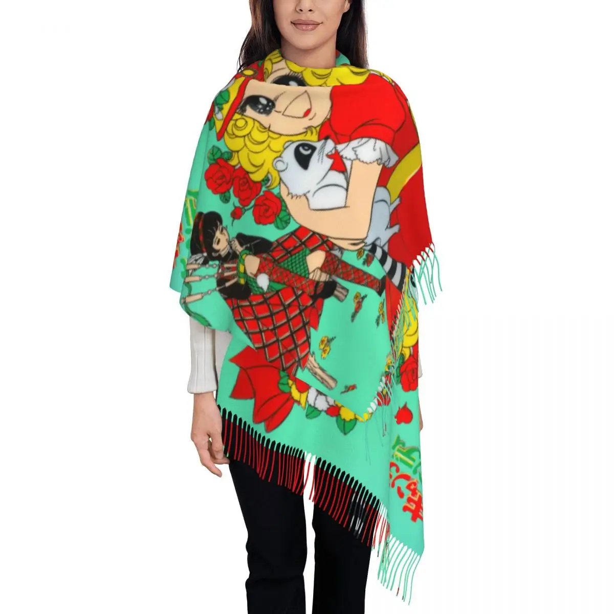 

Kawai конфетный шарф для женщин, зимние теплые кашемировые шали и накидка, большой легкий шарф-шаль в стиле аниме